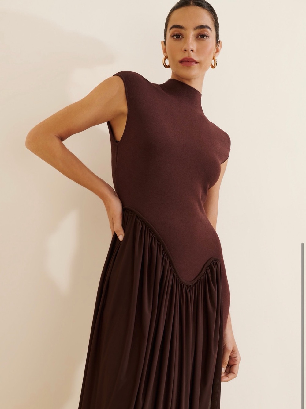 ET OCHS Francis Knit Combo Midi Dress